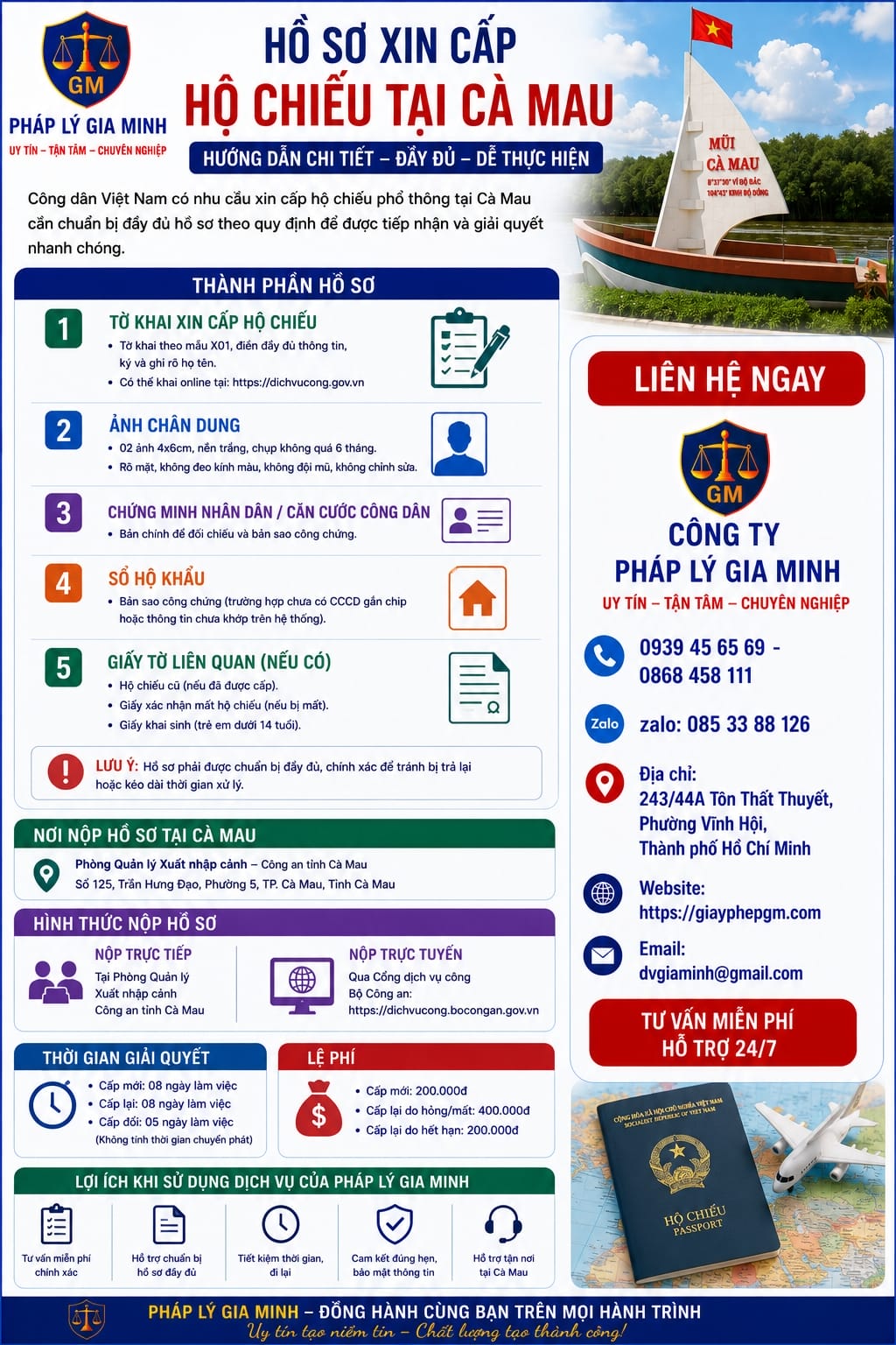 Dịch vụ làm hộ chiếu tại Cà Mau mới nhất – Nhanh chóng, Uy tín 7 Hồ sơ xin cấp hộ chiếu tại Cà Mau