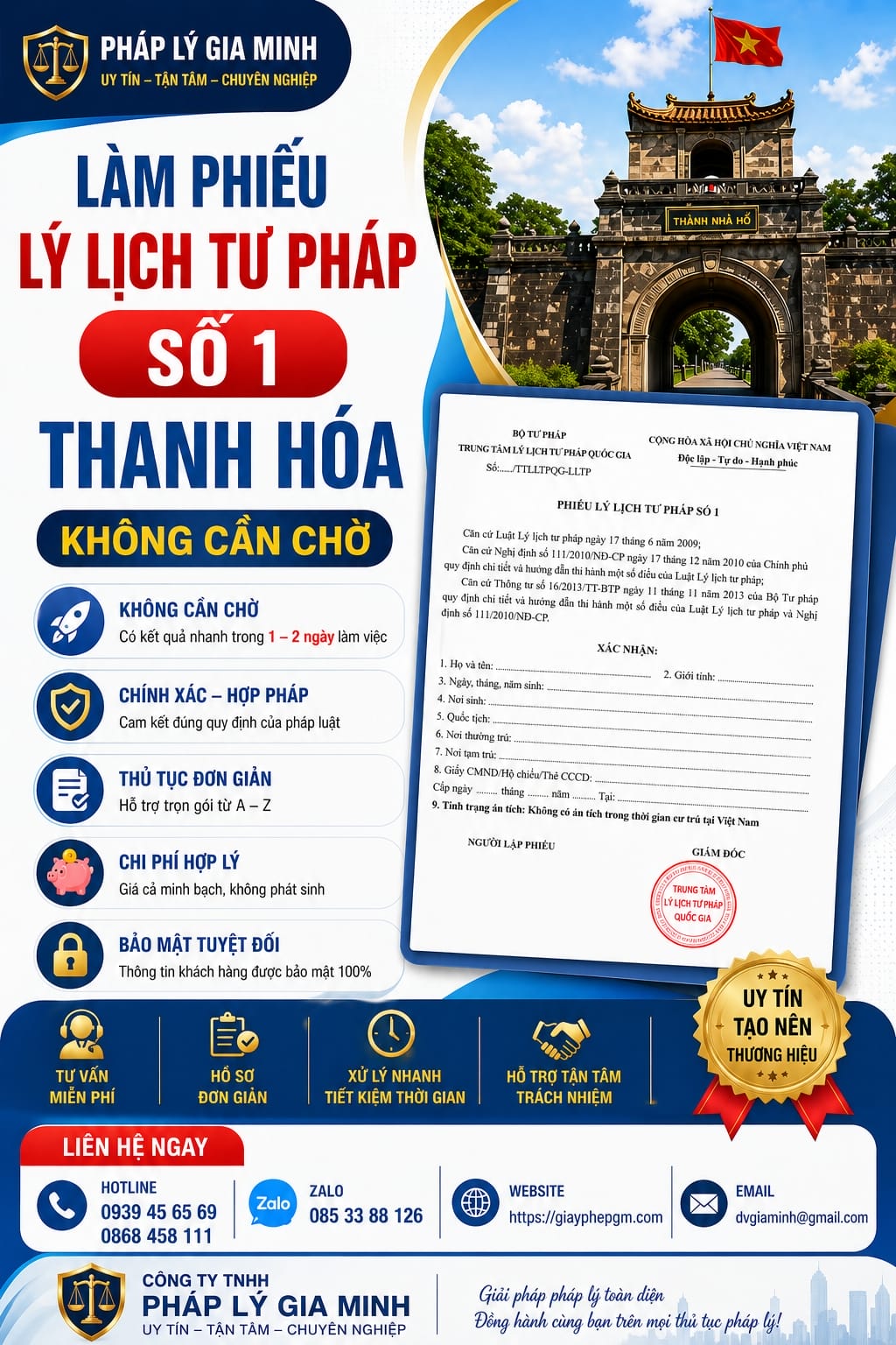 Phiếu lý lịch tư pháp số 1 Thanh Hóa