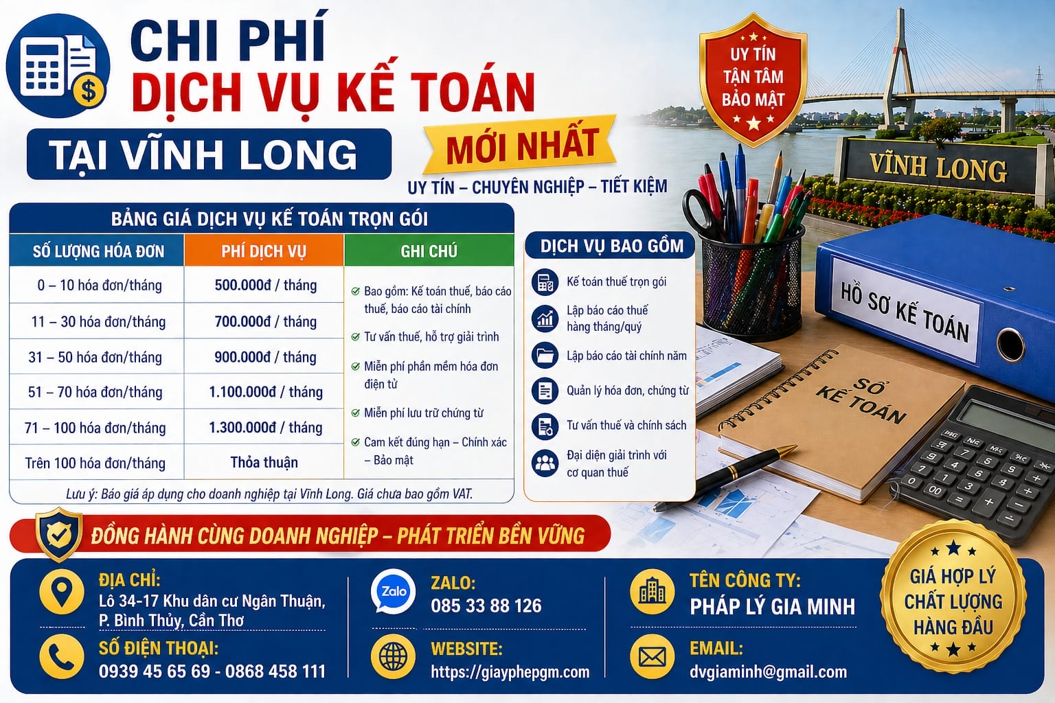 Dịch vụ kế toán du lịch Vĩnh Long uy tín, chuyên nghiệp 17 Chi phí dịch vụ kế toán du lịch tại Vĩnh Long