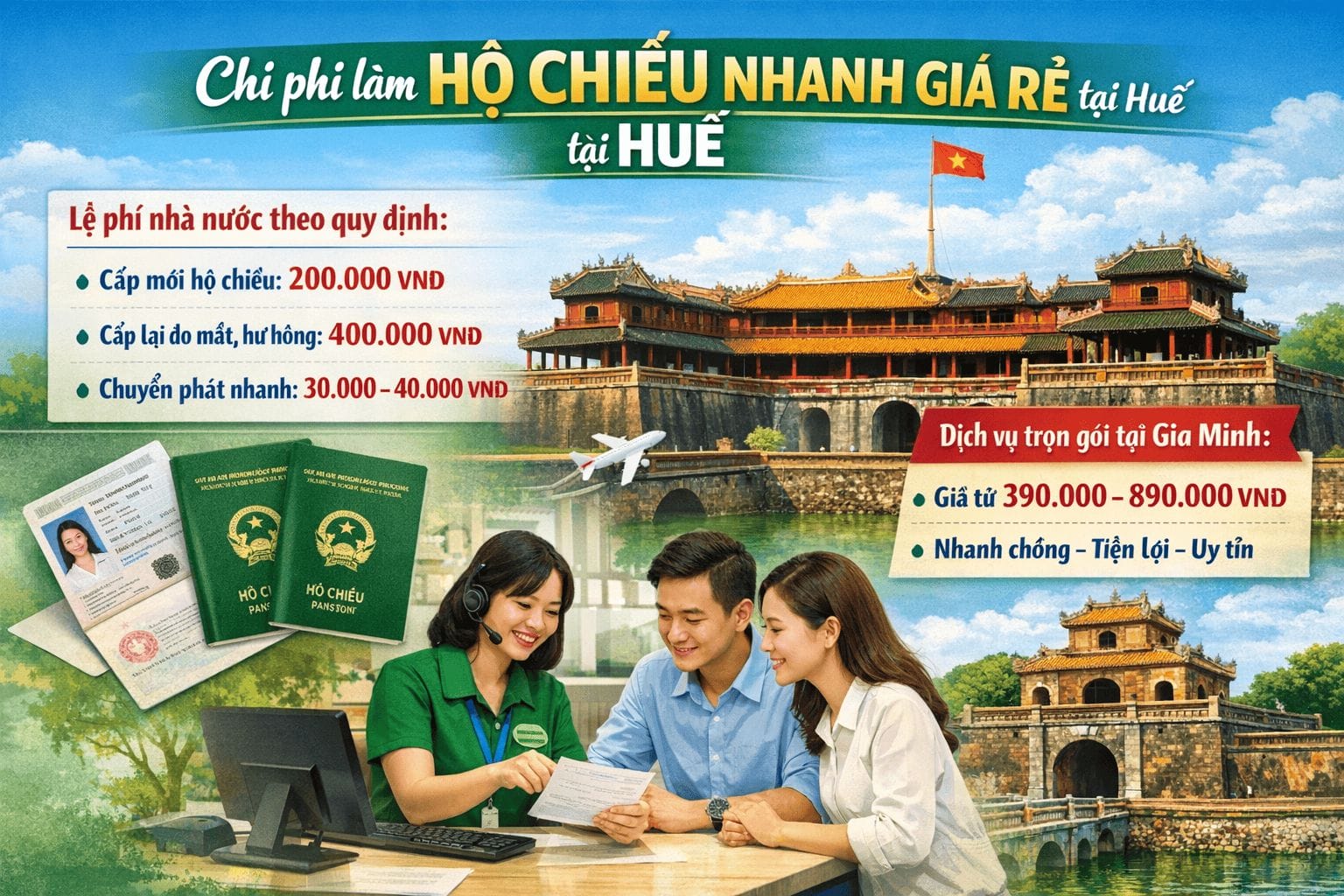 Chi phí làm hộ chiếu nhanh tại Huế