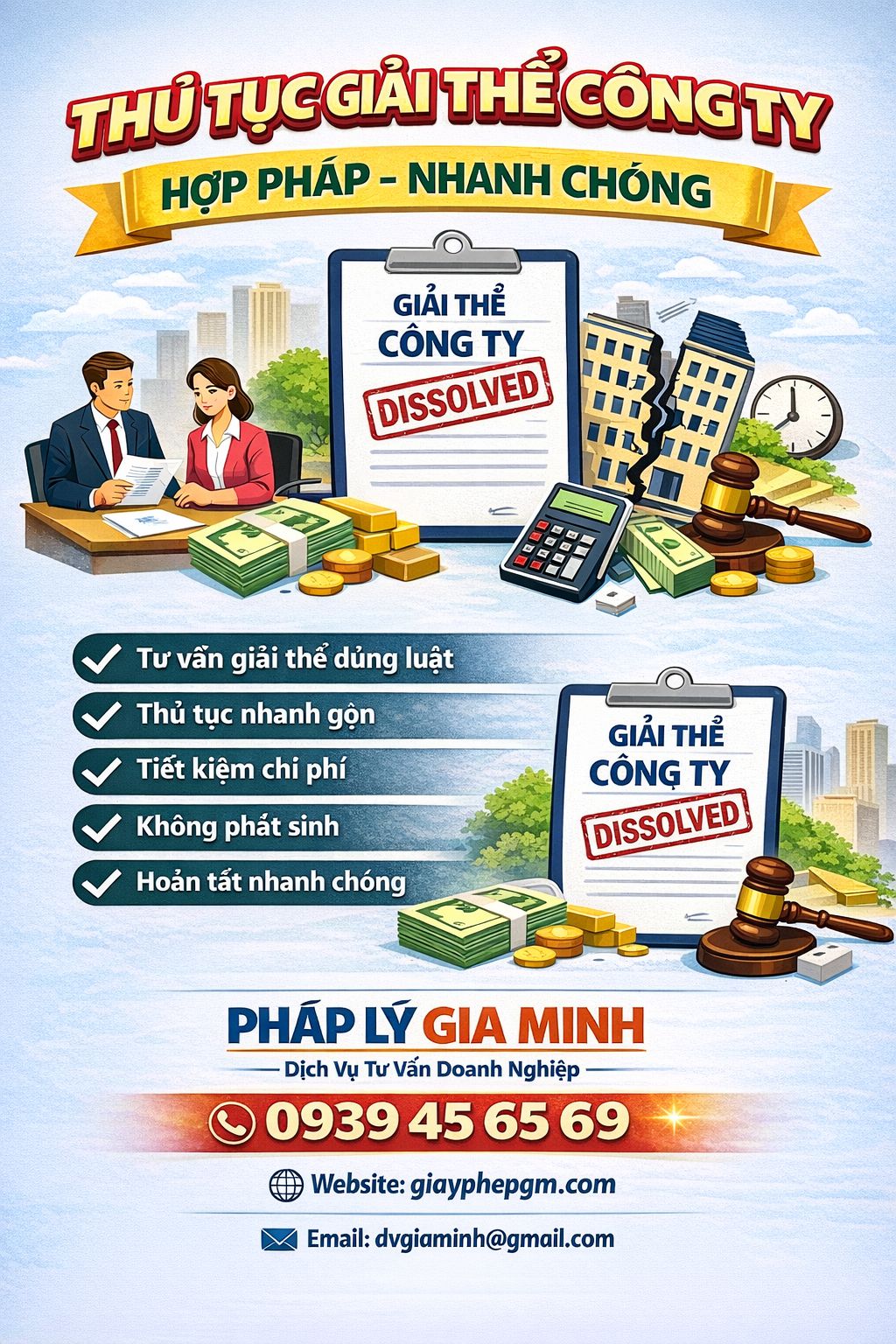 Công ty pháp lý hỗ trợ dịch vụ giải thể doanh nghiệp tại Bến Tre trọn gói

