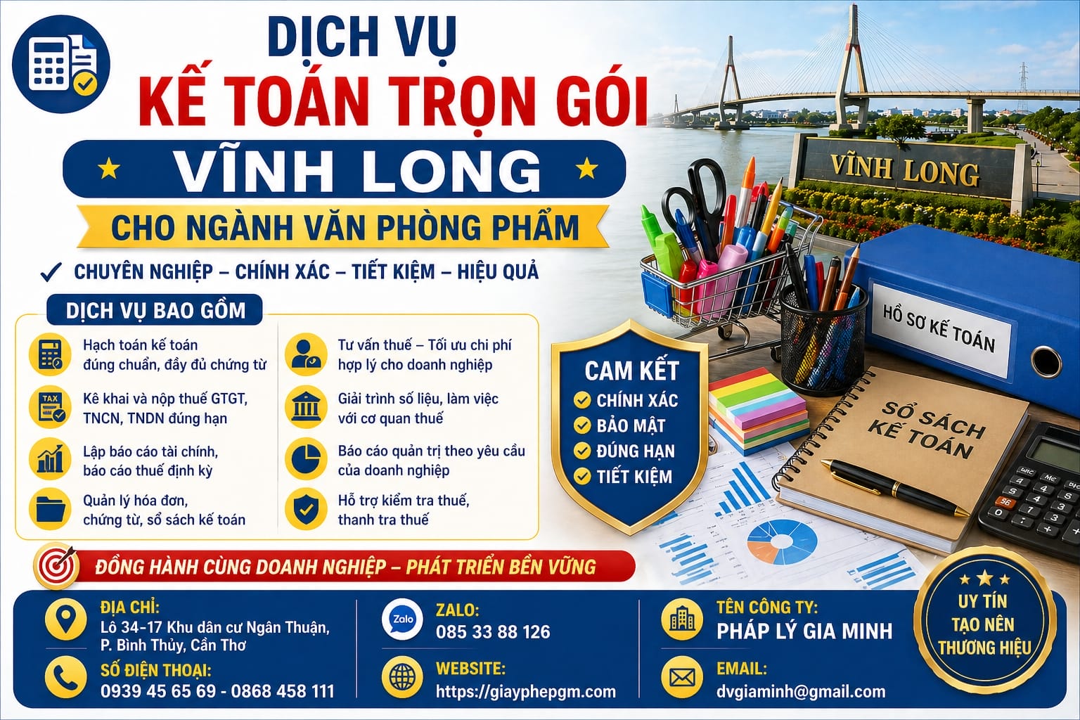 Dịch vụ kế toán trọn gói Vĩnh Long cho ngành văn phòng phẩm