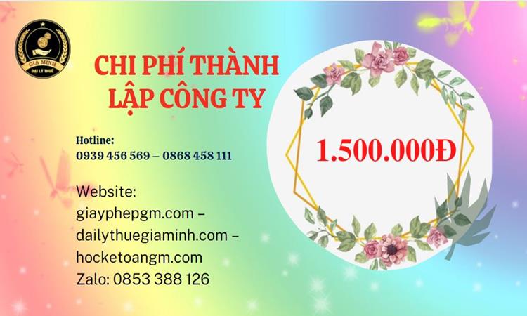 Chi phí thành lập doanh nghiệp nhanh tại Huyện Củ Chi