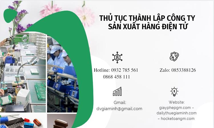 Thủ tục thành lập công ty sản xuất hàng điện tử tại Huyện Cờ Đỏ 