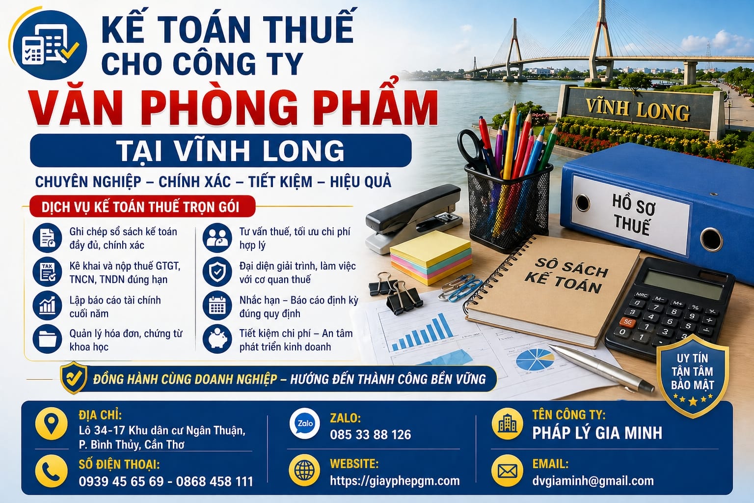 Kế toán thuế cho công ty văn phòng phẩm tại Vĩnh Long