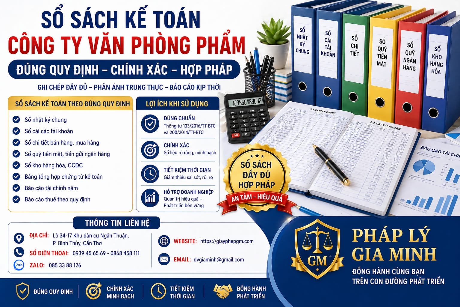 Sổ sách kế toán công ty văn phòng phẩm đúng quy định