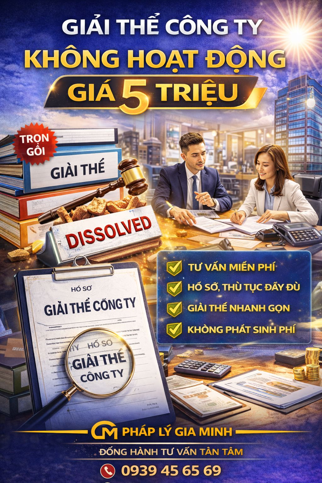 Bảng giá dịch vụ giải thể công ty trọn gói tại Bình Dương chi phí minh bạch