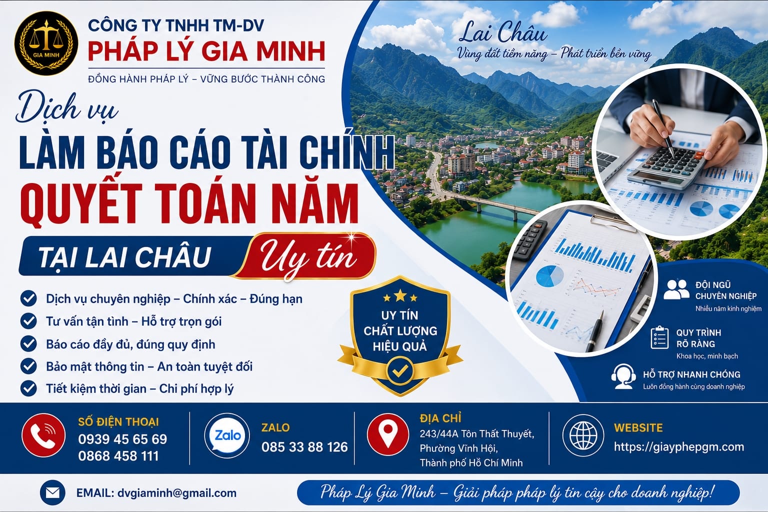 Báo cáo tài chính quyết toán năm tại Lai Châu trọn gói
