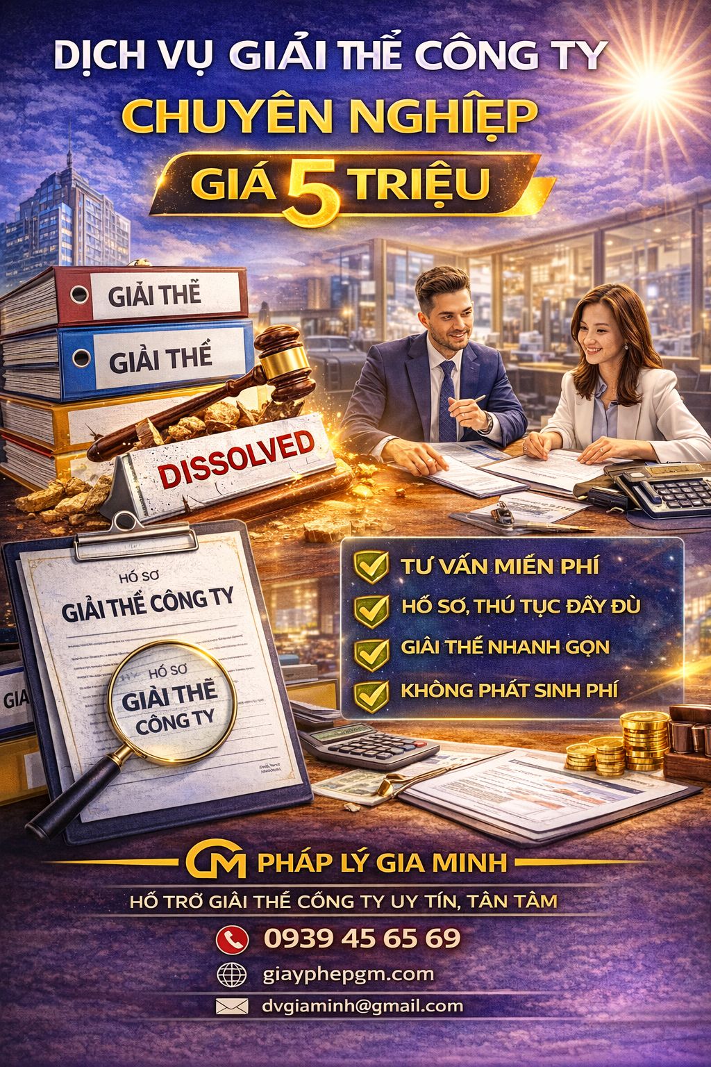 Bảng giá dịch vụ giải thể công ty trọn gói tại Bình Phước