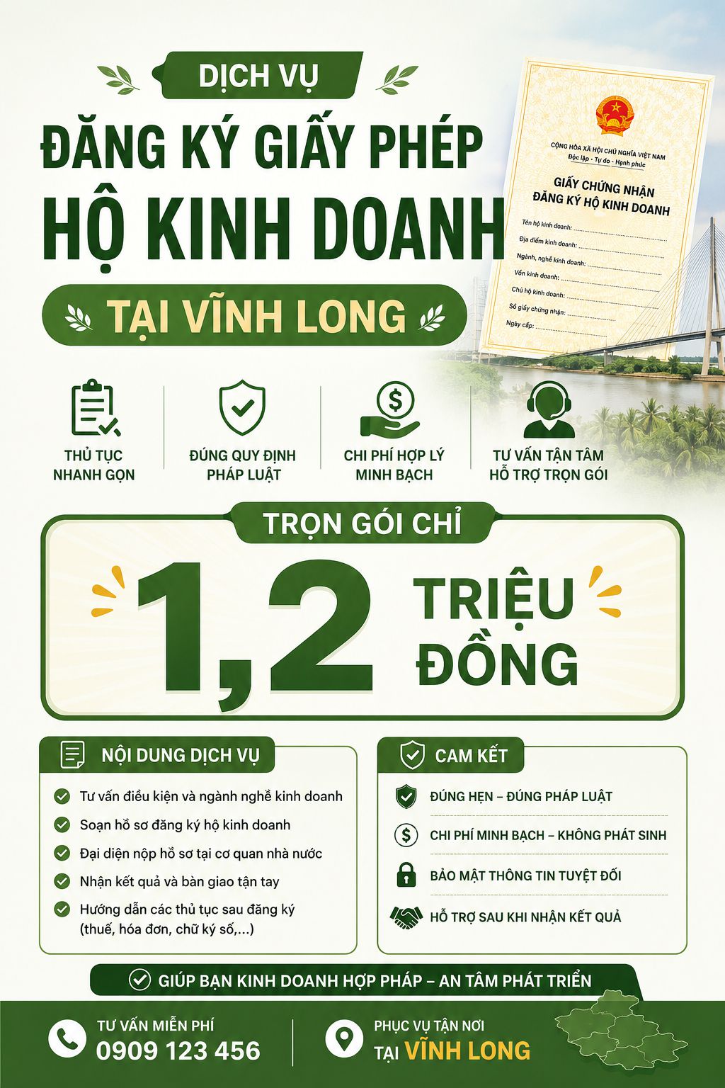 Chi phí thành lập hộ kinh doanh tại Vĩnh Long