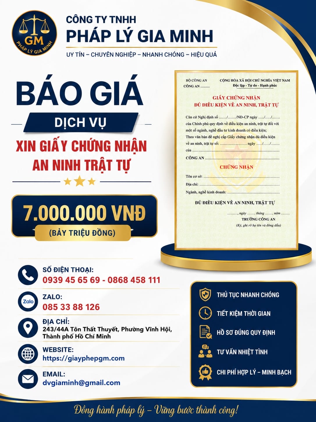 Chi phí xin giấy phép an ninh trật tự tại Cao Bằng