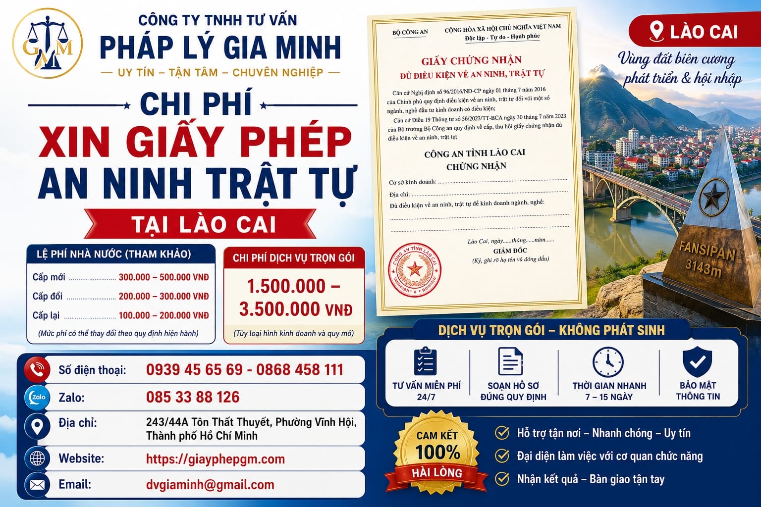 Chi phí xin giấy phép an ninh trật tự tại Lào Cai