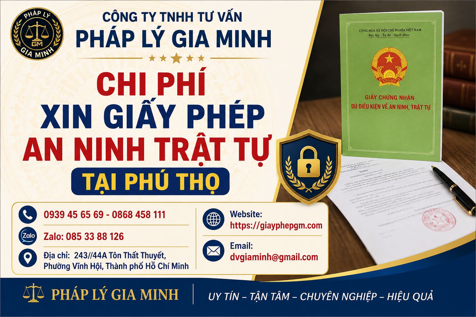 Chi phí xin giấy phép an ninh trật tự tại Phú Thọ