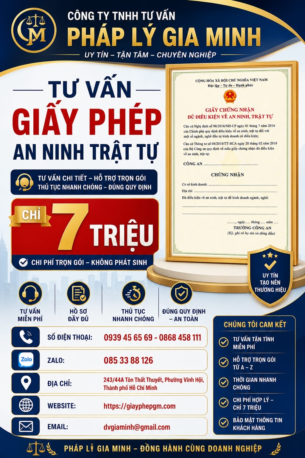 Chi phí xin giấy phép an ninh trật tự tại Tuyên Quang