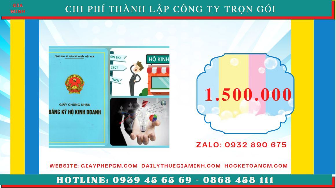 Bảng giá thành lập doanh nghiệp tại Bạc Liêu