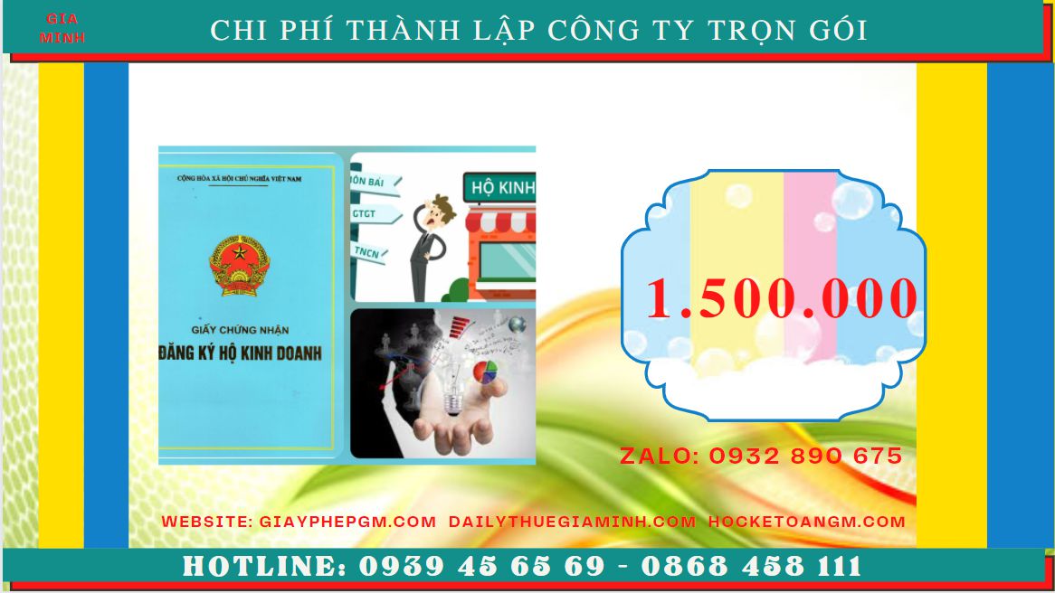 Bảng giá thành lập doanh nghiệp tại Cà Mau