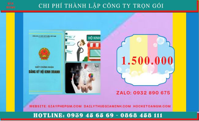 Bảng giá thành lập doanh nghiệp tại Đồng Nai