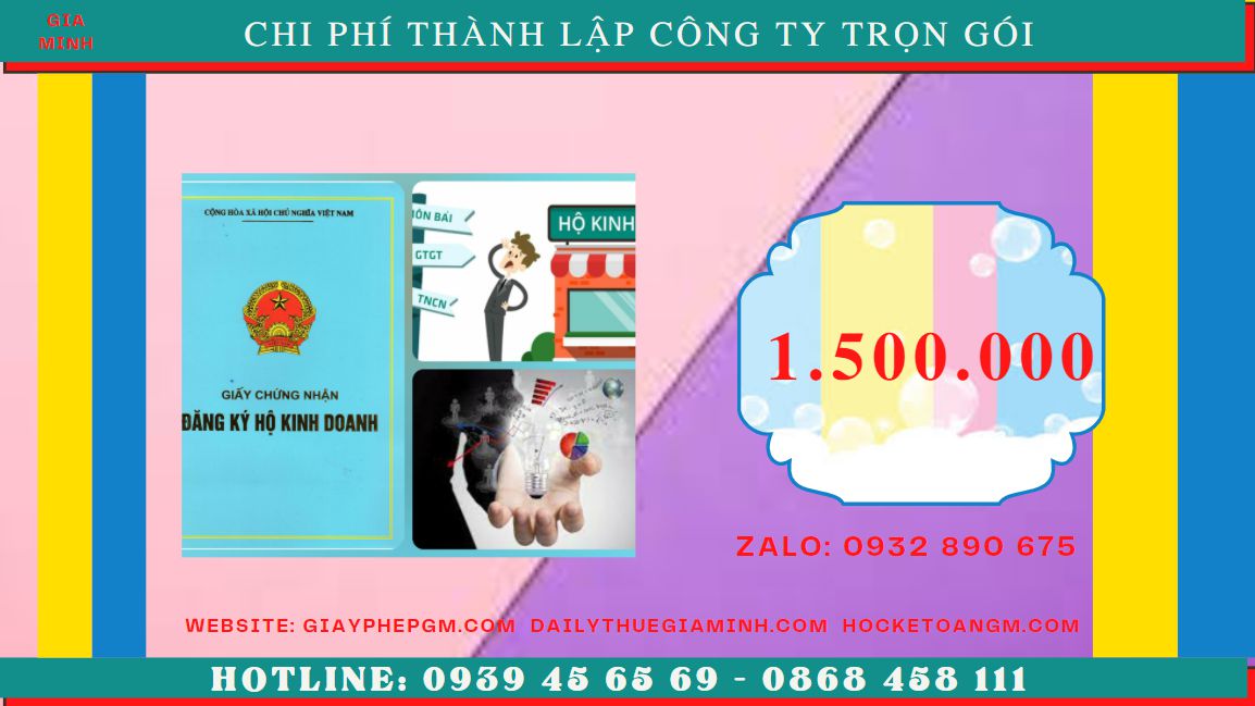 DỊCH VỤ LÀM GIẤY PHÉP KINH DOANH TẠI HUYỆN CỦ CHI GIÁ RẺ 5 Bảng giá thành lập doanh nghiệp tại Huyện Củ Chi