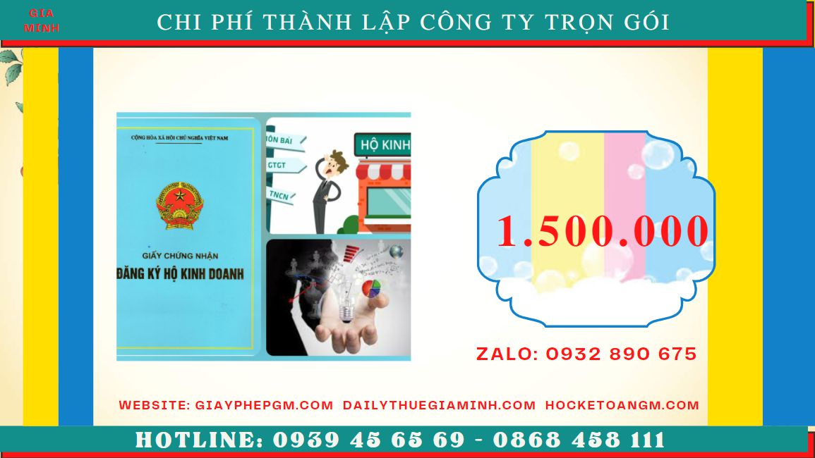 Bảng giá thành lập doanh nghiệp tại Thành Phố Cần Thơ 