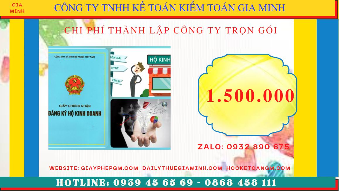 Bảng giá thành lập doanh nghiệp tại TP Hồ Chí Minh