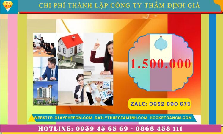 Chi phí thành lập doanh nghiệp thẩm định giá tại Bạc Liêu