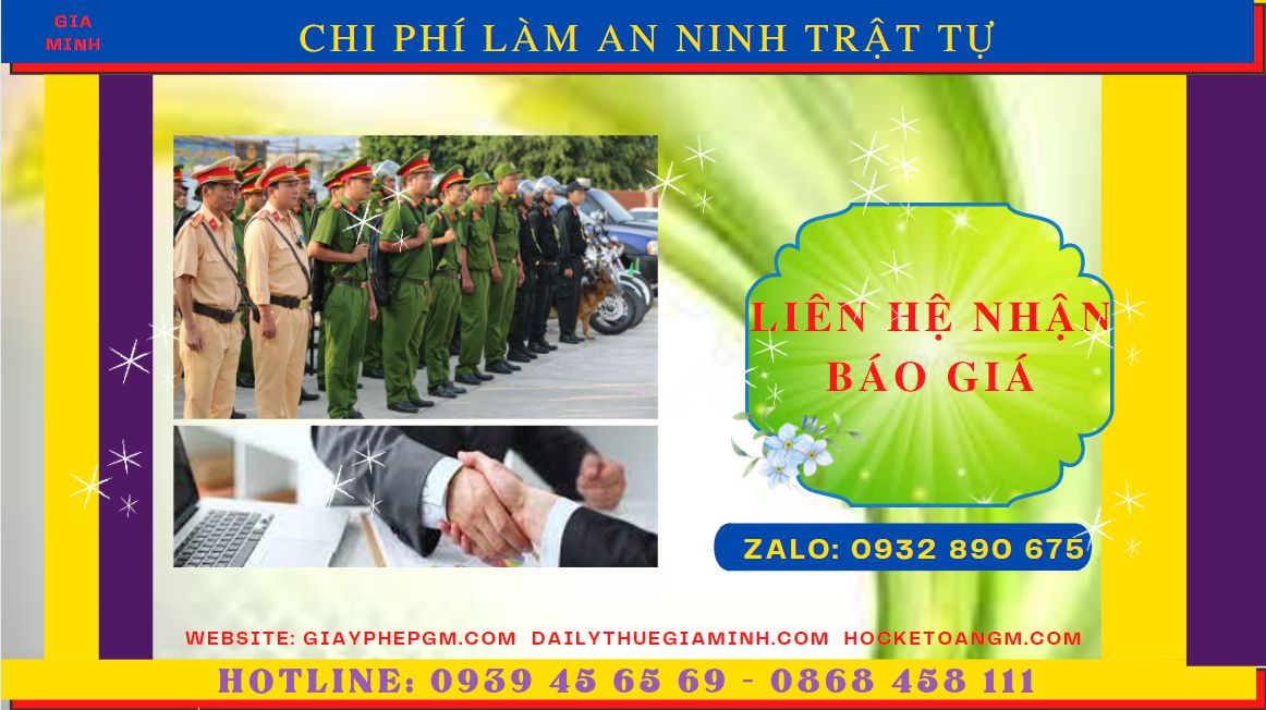 THỦ TỤC XIN CẤP GIẤY PHÉP AN NINH TRẬT TỰ TẠI TP HƯNG YÊN 5 Chi phí xin giấy phép an ninh trật tự của TP Hưng Yên