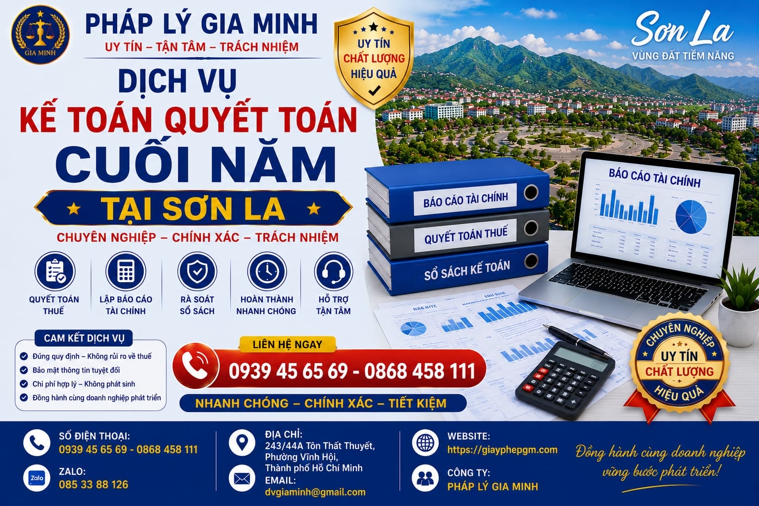 Kế toán quyết toán cuối năm tại Sơn La chuyên nghiệp