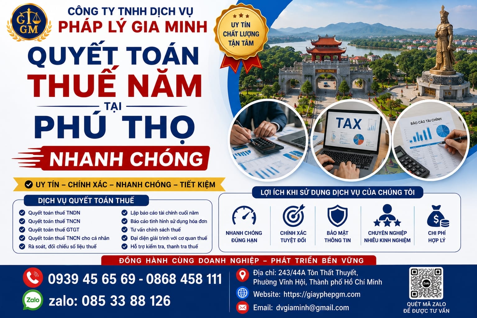 Dịch vụ làm báo cáo tài chính quyết toán năm tại Phú Thọ | Nhanh – Chính xác – Bảo mật 9 Quyết toán thuế năm tại Phú Thọ nhanh chóng