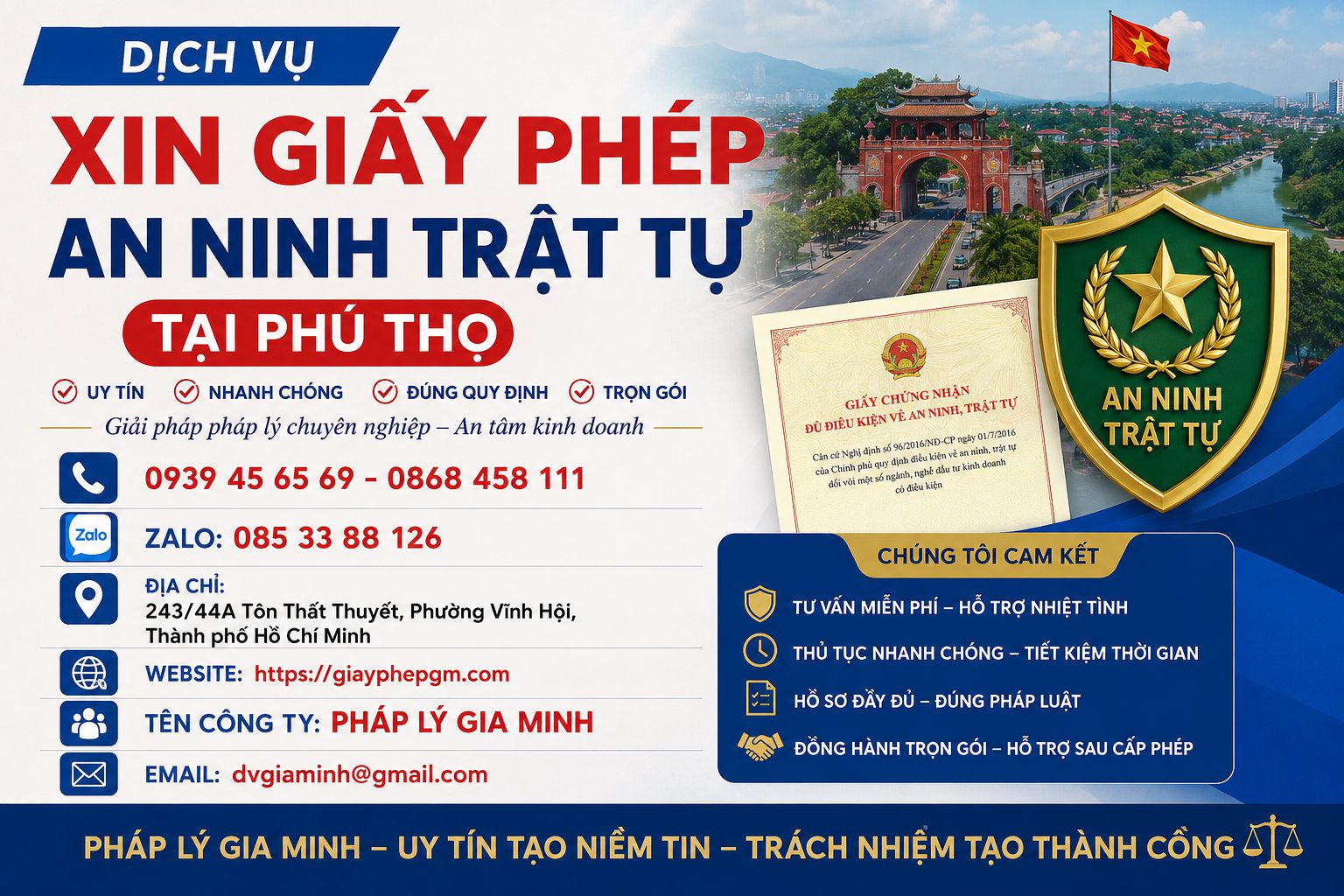 Thủ tục xin cấp giấy phép an ninh trật tự tại Phú Thọ