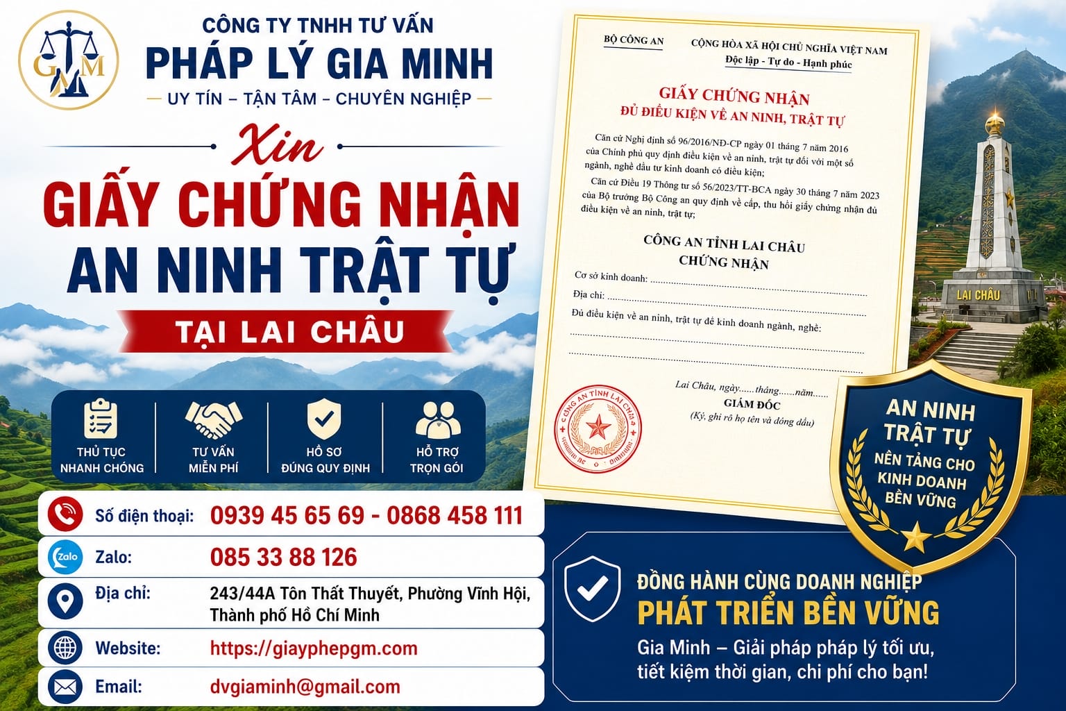 Thủ Tục Xin Cấp Giấy Phép An Ninh Trật Tự Tại Lai Châu Nhanh Chóng, Đúng Quy Định Mới Nhất 5 Xin giấy chứng nhân an ninh trật tự tại Lai Châu