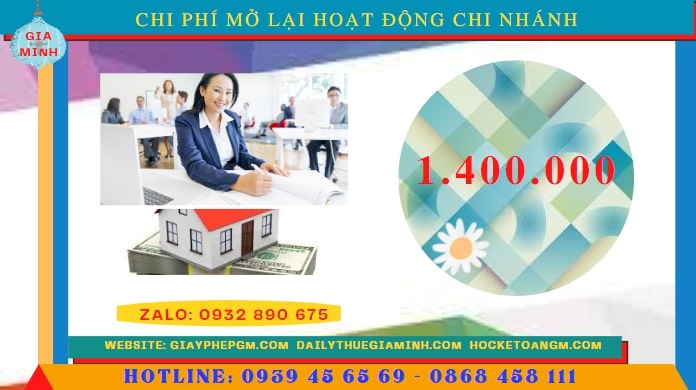 THỦ TỤC THÔNG BÁO MỞ LẠI HOẠT ĐỘNG CHI NHÁNH TẠI CÀ MAU 5 Chi phí đăng ký hoạt động trở lại của của chi nhánh tại Cà Mau