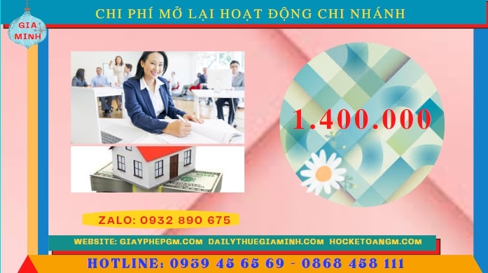 Chi phí đăng ký hoạt động trở lại của của chi nhánh tại Cao Bằng 