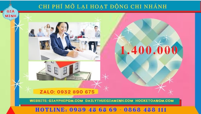 THỦ TỤC THÔNG BÁO MỞ LẠI HOẠT ĐỘNG CHI NHÁNH TẠI HẢI DƯƠNG 5 Chi phí đăng ký hoạt động trở lại của của chi nhánh tại Hải Dương