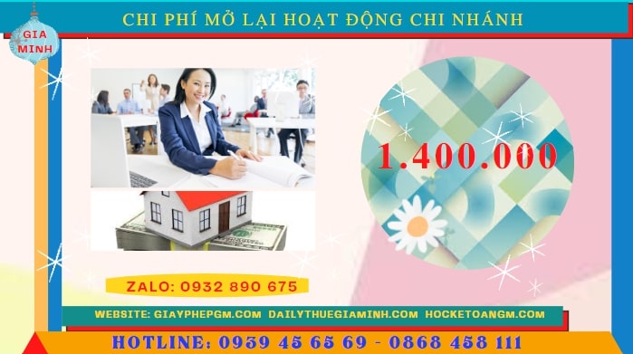 THỦ TỤC THÔNG BÁO MỞ LẠI HOẠT ĐỘNG CHI NHÁNH TẠI LAI CHÂU 5 Chi phí đăng ký hoạt động trở lại của của chi nhánh tại Lai Châu