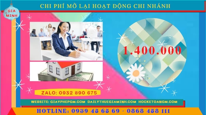 THỦ TỤC THÔNG BÁO MỞ LẠI HOẠT ĐỘNG CHI NHÁNH TẠI LẠNG SƠN 5 Chi phí đăng ký hoạt động trở lại của của chi nhánh tại Lạng Sơn