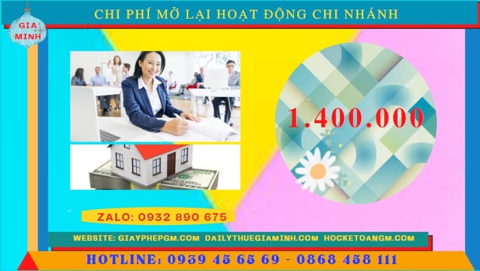THỦ TỤC THÔNG BÁO MỞ LẠI HOẠT ĐỘNG CHI NHÁNH TẠI LÀO CAI 5 Chi phí đăng ký hoạt động trở lại của của chi nhánh tại Lào Cai