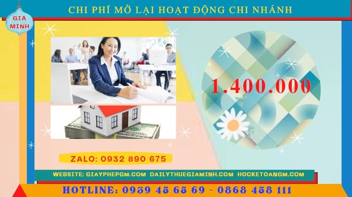 THỦ TỤC THÔNG BÁO MỞ LẠI HOẠT ĐỘNG CHI NHÁNH TẠI NAM ĐỊNH 5 Chi phí đăng ký hoạt động trở lại của của chi nhánh tại Nam Định