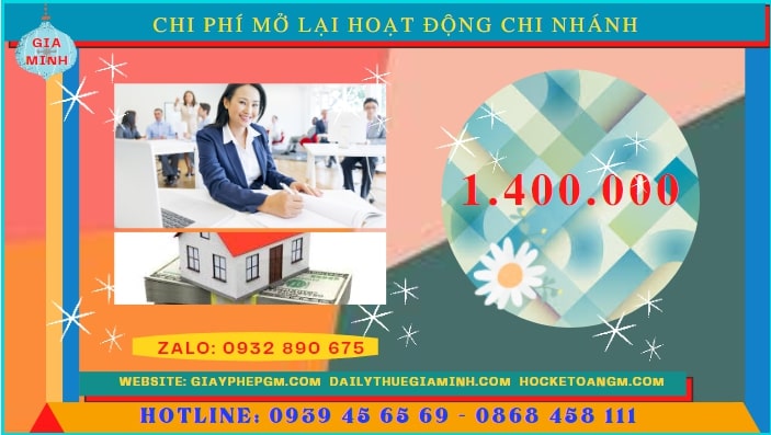THỦ TỤC THÔNG BÁO MỞ LẠI HOẠT ĐỘNG CHI NHÁNH TẠI THÁI NGUYÊN 5 Chi phí đăng ký hoạt động trở lại của của chi nhánh tại Thái Nguyên