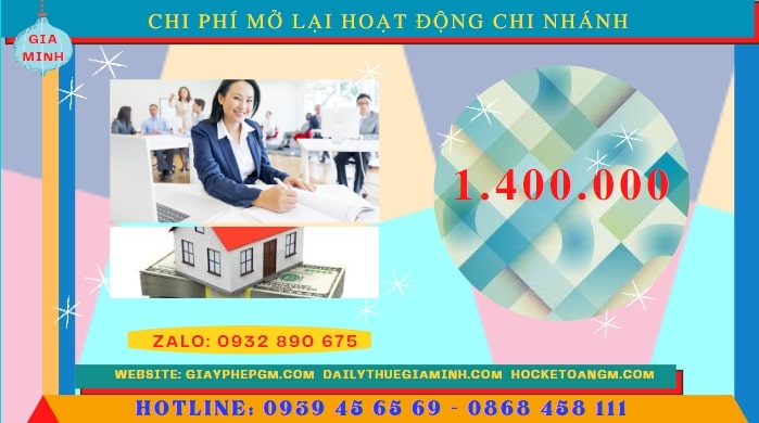 Chi phí đăng ký hoạt động trở lại của của chi nhánh tại TP Hải Phòng 