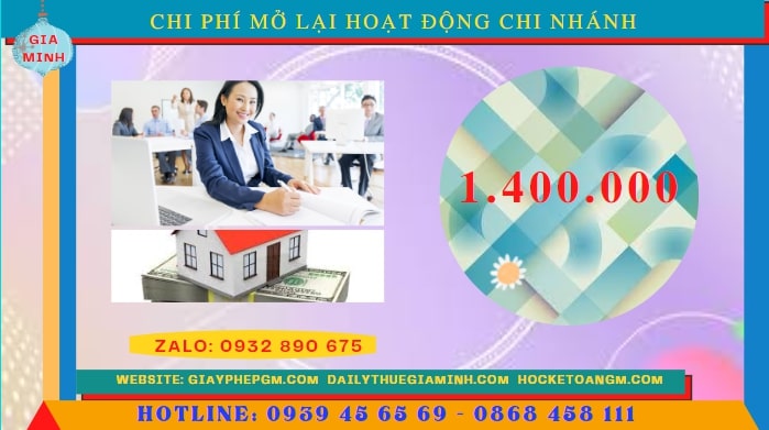 THỦ TỤC THÔNG BÁO MỞ LẠI HOẠT ĐỘNG CHI NHÁNH TẠI TPHCM 5 Chi phí đăng ký hoạt động trở lại của của chi nhánh tại tphcm