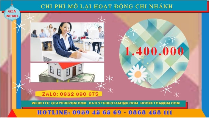 THỦ TỤC THÔNG BÁO MỞ LẠI HOẠT ĐỘNG CHI NHÁNH TẠI VĨNH PHÚC 5 Chi phí đăng ký hoạt động trở lại của của chi nhánh tại Vĩnh Phúc