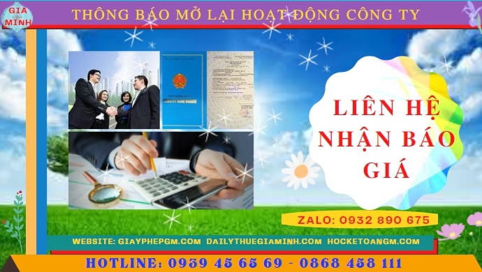 Chi phí đăng ký hoạt động trở lại của của công ty tại Bắc Giang