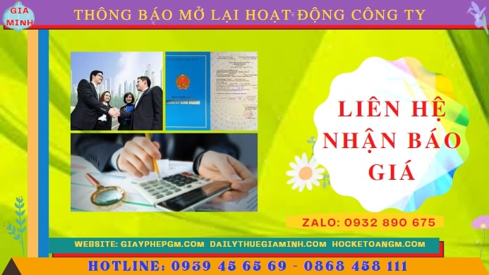 Chi phí đăng ký hoạt động trở lại của của công ty tại Bình Dương