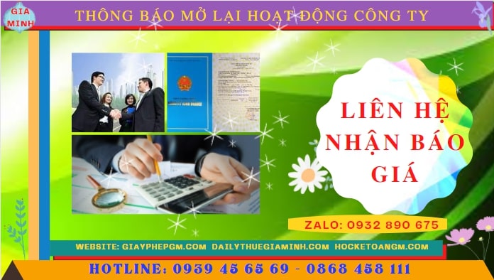 Chi phí đăng ký hoạt động trở lại của của công ty tại Bình Phước