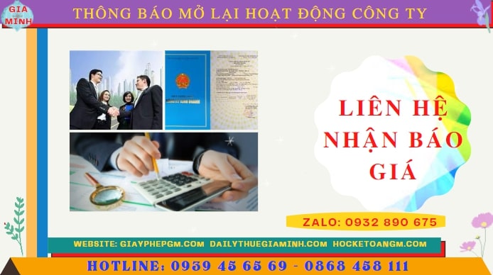 Chi phí đăng ký hoạt động trở lại của của công ty tại Bình Thuận