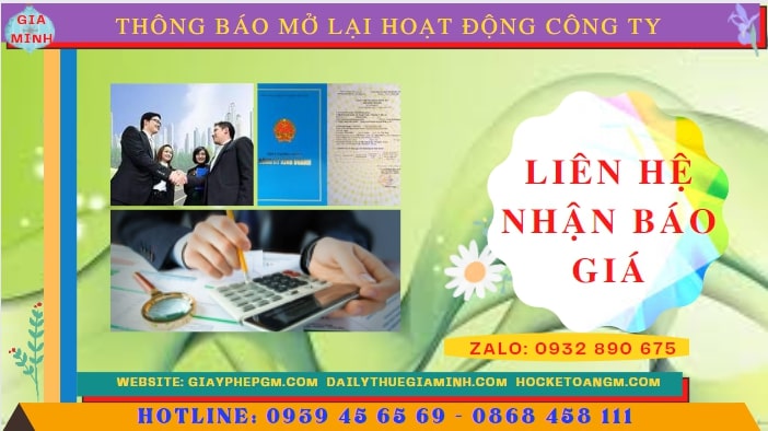 Thủ tục thông báo mở lại hoạt động công ty tại Cà Mau