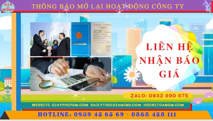 Chi phí đăng ký hoạt động trở lại của của công ty tại Đắk Nông