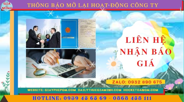 Chi phí đăng ký hoạt động trở lại của của công ty tại Hà Nam