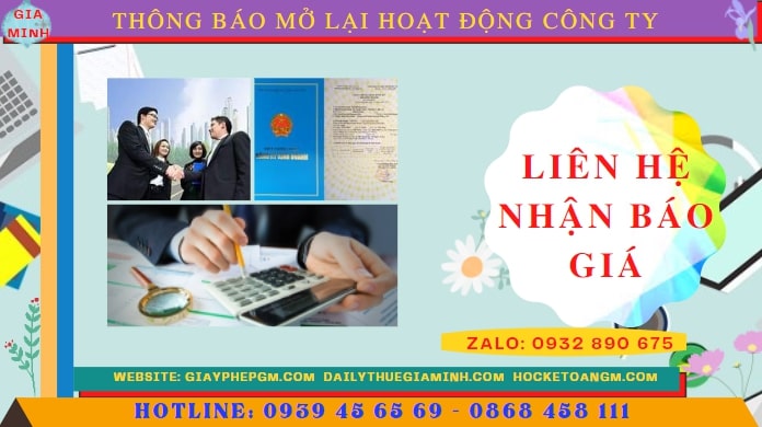 Chi phí đăng ký hoạt động trở lại của của công ty tại Hà Tĩnh