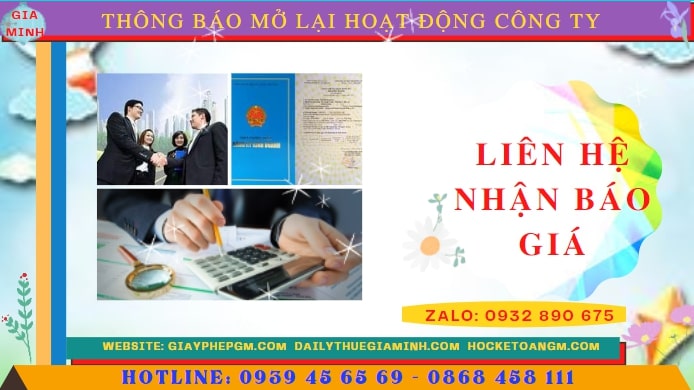 Chi phí đăng ký hoạt động trở lại của của công ty tại Hòa Bình